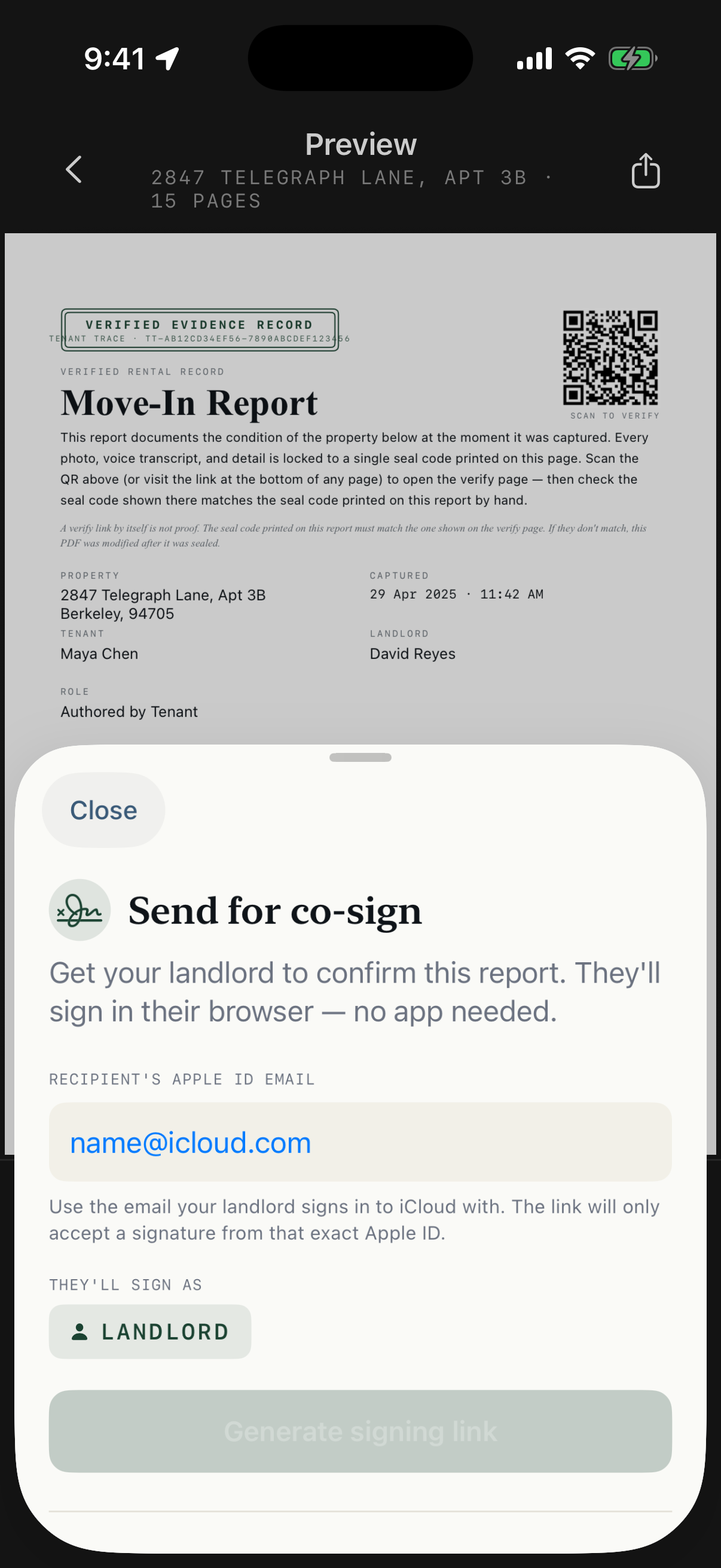 Co-sign request and Apple Sign-In sheet
